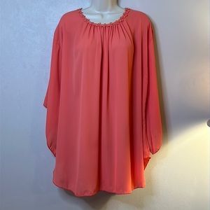 L&B | TUNIC | 3X | SHEER | CORAL